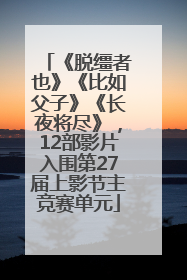 《脱缰者也》《比如父子》《长夜将尽》，12部影片入围第27届上影节主竞赛单元