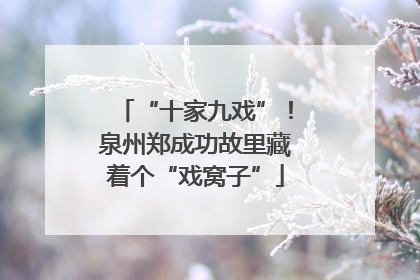 “十家九戏”！泉州郑成功故里藏着个“戏窝子”