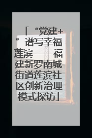 “党建+”谱写幸福莲滨——福建新罗南城街道莲滨社区创新治理模式探访