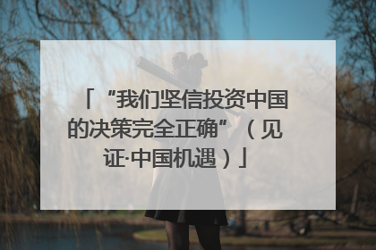 “我们坚信投资中国的决策完全正确”（见证·中国机遇）