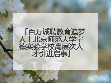 百万诚聘教育追梦人丨北京师范大学宁德实验学校高层次人才引进启事