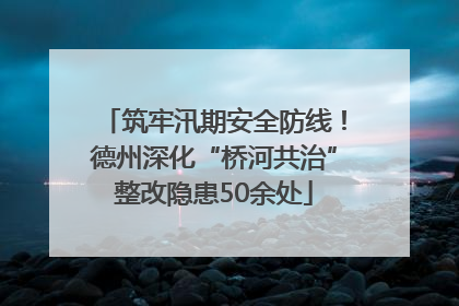 筑牢汛期安全防线！德州深化“桥河共治”整改隐患50余处