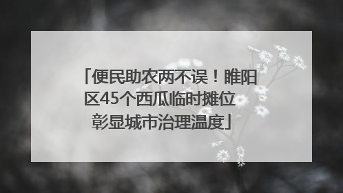 便民助农两不误！睢阳区45个西瓜临时摊位 彰显城市治理温度
