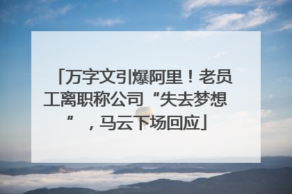 万字文引爆阿里！老员工离职称公司“失去梦想”，马云下场回应
