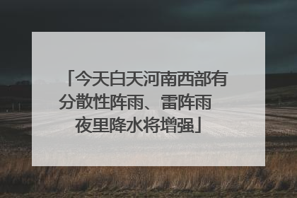 今天白天河南西部有分散性阵雨、雷阵雨 夜里降水将增强