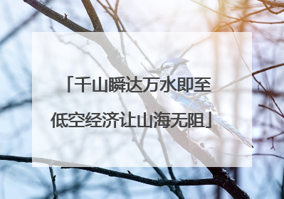 千山瞬达万水即至 低空经济让山海无阻
