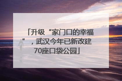 升级“家门口的幸福”，武汉今年已新改建70座口袋公园