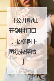 公开听证开到村门口，老柳树下再续叔侄情