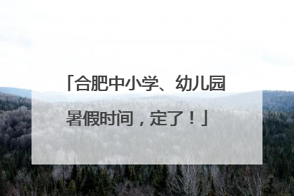合肥中小学、幼儿园暑假时间，定了！