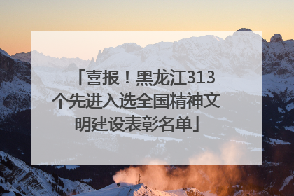喜报！黑龙江313个先进入选全国精神文明建设表彰名单