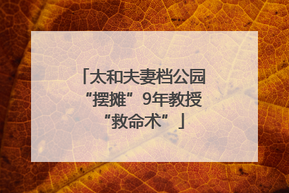 太和夫妻档公园“摆摊”9年教授“救命术”