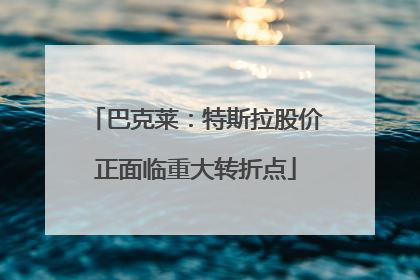 巴克莱：特斯拉股价正面临重大转折点