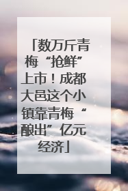 数万斤青梅“抢鲜”上市！成都大邑这个小镇靠青梅“酿出”亿元经济