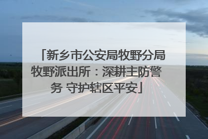 新乡市公安局牧野分局牧野派出所：深耕主防警务 守护辖区平安