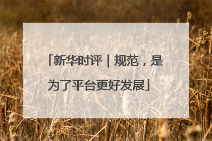 新华时评｜规范，是为了平台更好发展