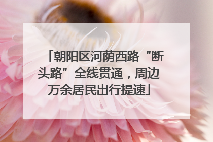 朝阳区河荫西路“断头路”全线贯通，周边万余居民出行提速