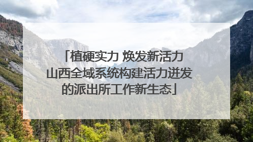 植硬实力 焕发新活力 山西全域系统构建活力迸发的派出所工作新生态