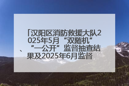 汉阳区消防救援大队2025年5月“双随机”、“一公开”监督抽查结果及2025年6月监督抽查任务公示