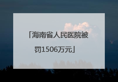 海南省人民医院被罚1506万元
