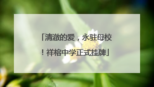 清澈的爱，永驻母校！祥榕中学正式挂牌