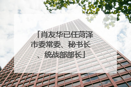肖友华已任菏泽市委常委、秘书长、统战部部长