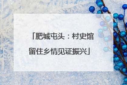 肥城屯头：村史馆留住乡情见证振兴