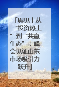 舆见丨从“投资热土”到“共赢生态”：峰会见证山东市场吸引力跃升