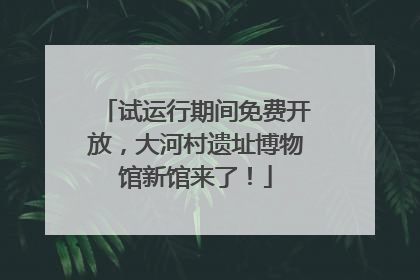 试运行期间免费开放，大河村遗址博物馆新馆来了！