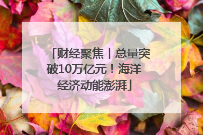 财经聚焦丨总量突破10万亿元！海洋经济动能澎湃