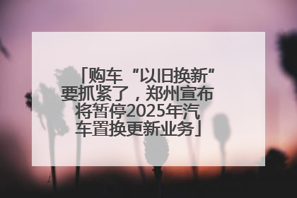 购车“以旧换新”要抓紧了，郑州宣布将暂停2025年汽车置换更新业务