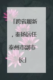 跨省履新，秦扬远任泰州市副市长