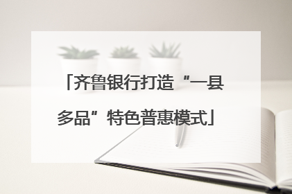 齐鲁银行打造“一县多品”特色普惠模式