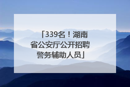 339名！湖南省公安厅公开招聘警务辅助人员