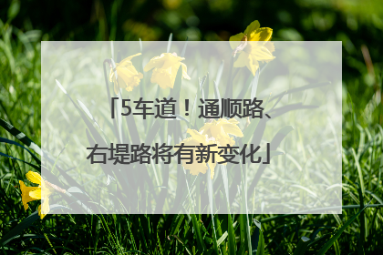 5车道！通顺路、右堤路将有新变化