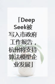 DeepSeek被写入市政府工作报告，杭州将支持算法模型企业发展